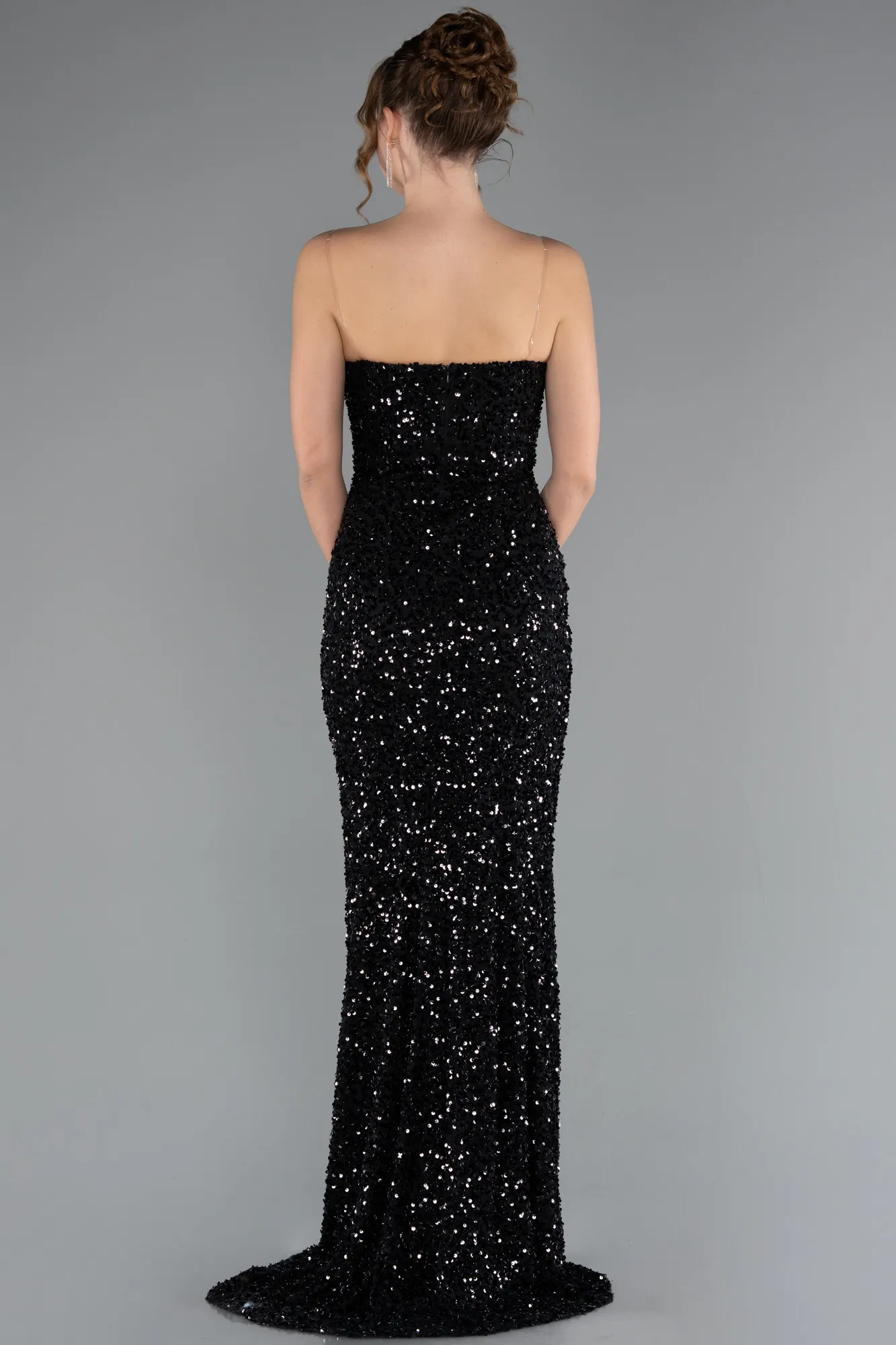 Black-Long Scaly Evening Dress ABU5014