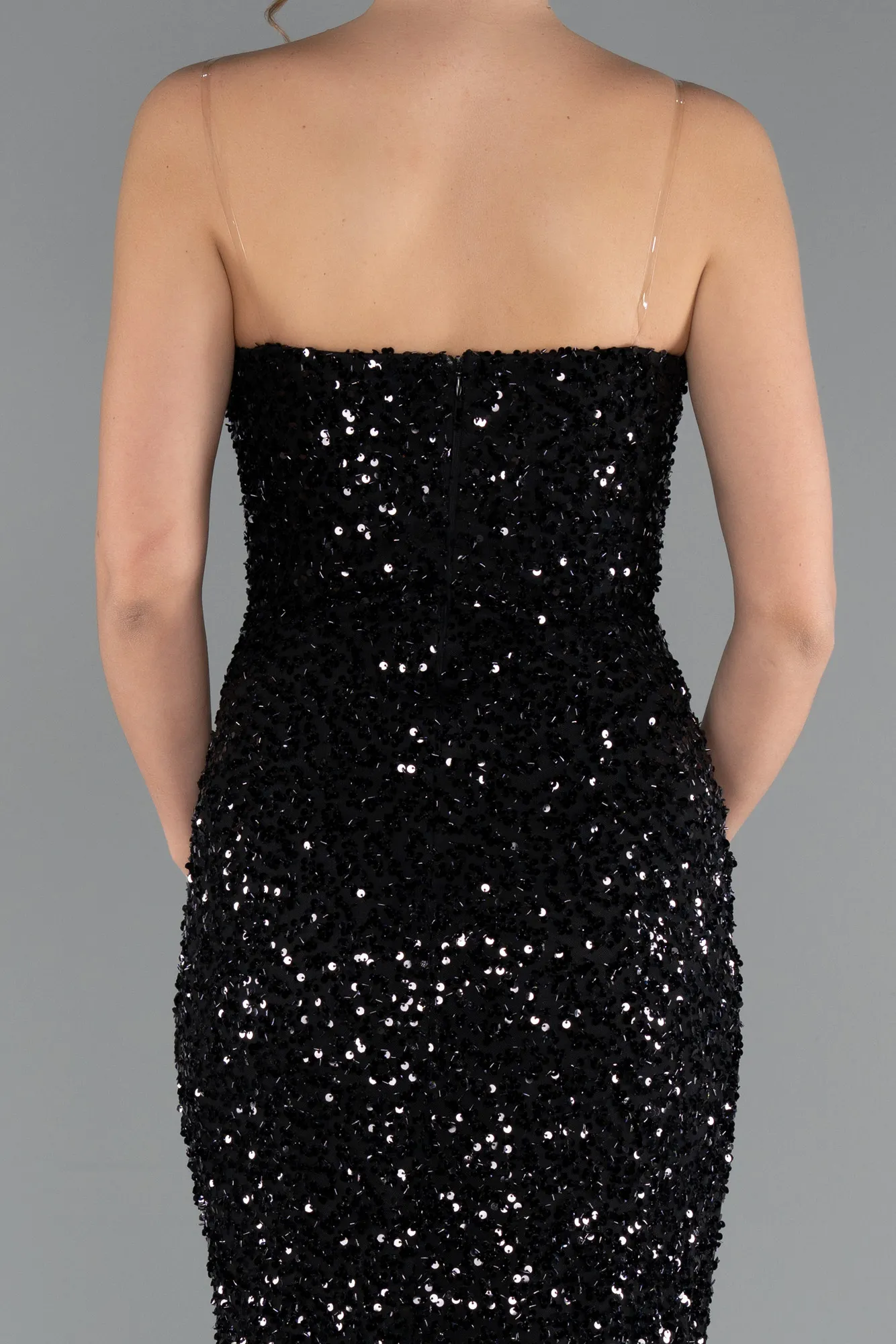 Black-Long Scaly Evening Dress ABU5014