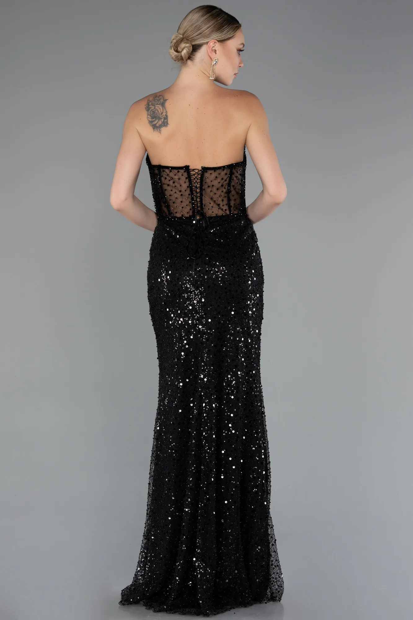 Black-Long Scaly Evening Dress ABU5069