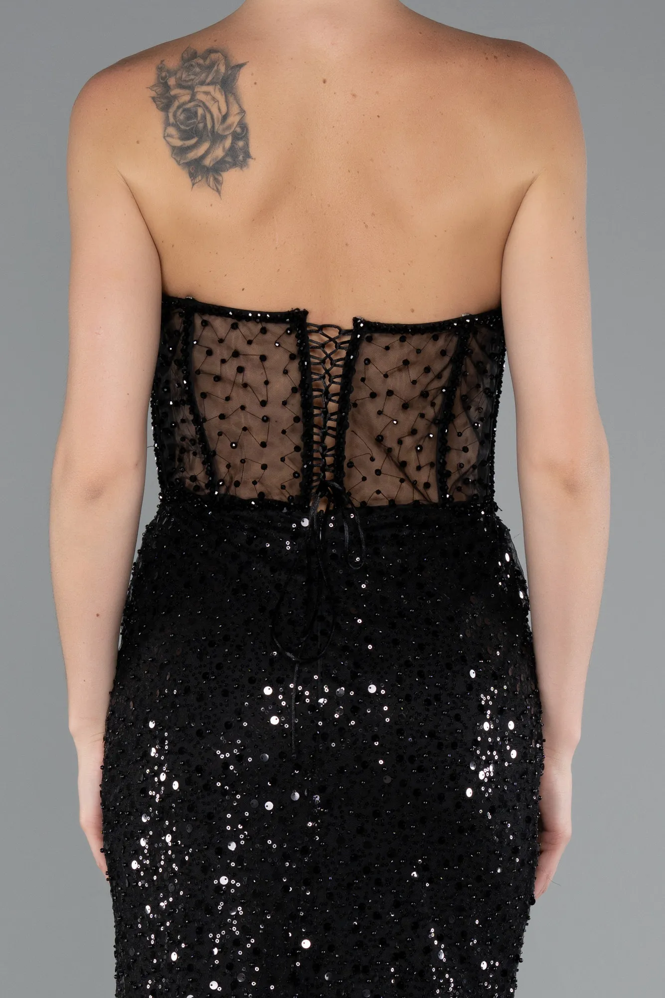 Black-Long Scaly Evening Dress ABU5069