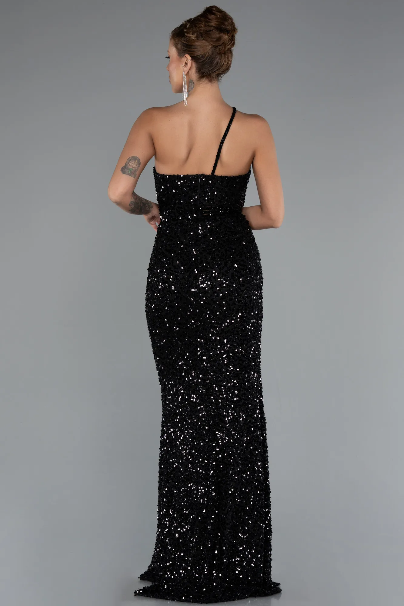 Black-Long Scaly Evening Dress ABU5070
