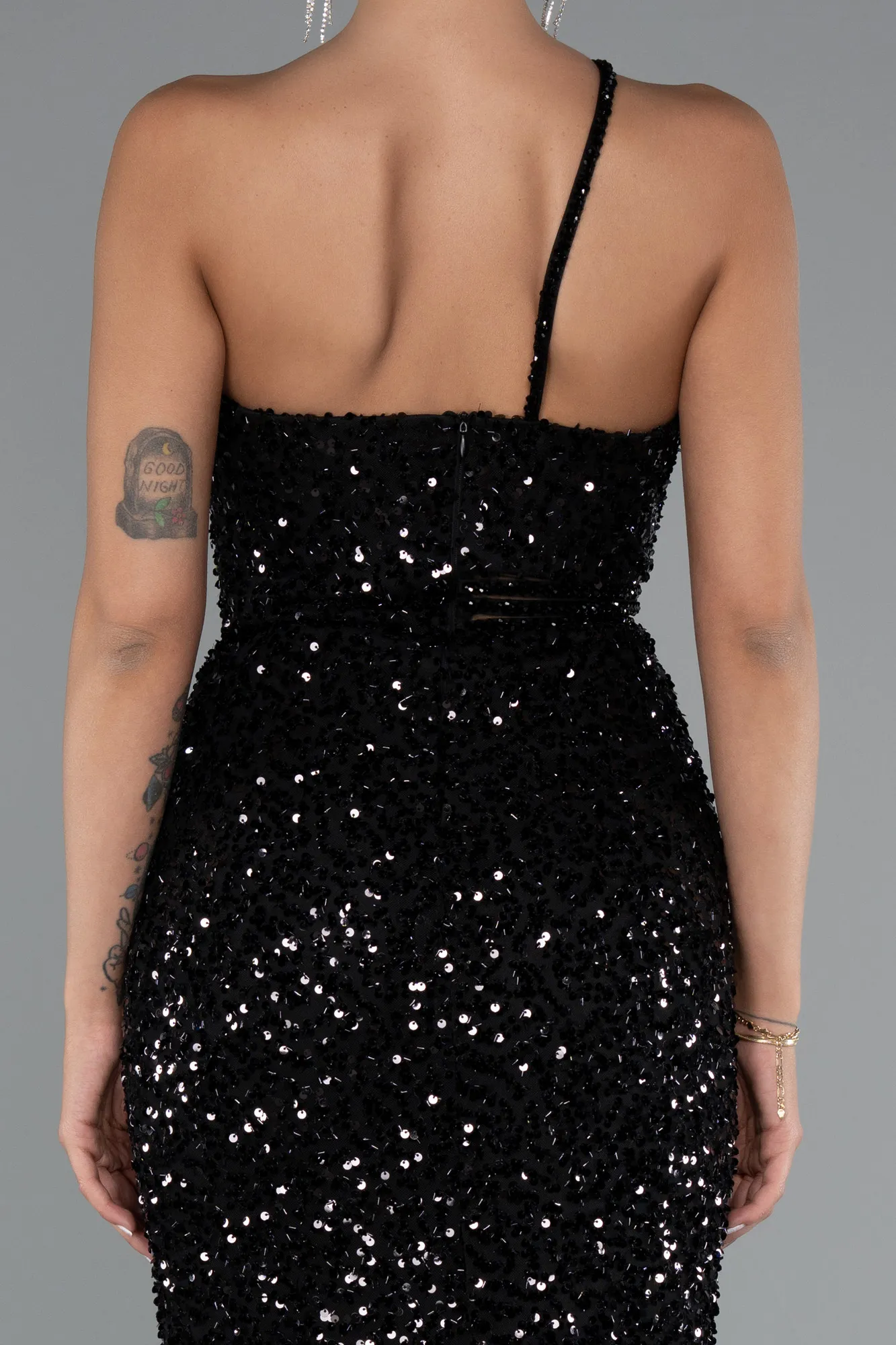 Black-Long Scaly Evening Dress ABU5070