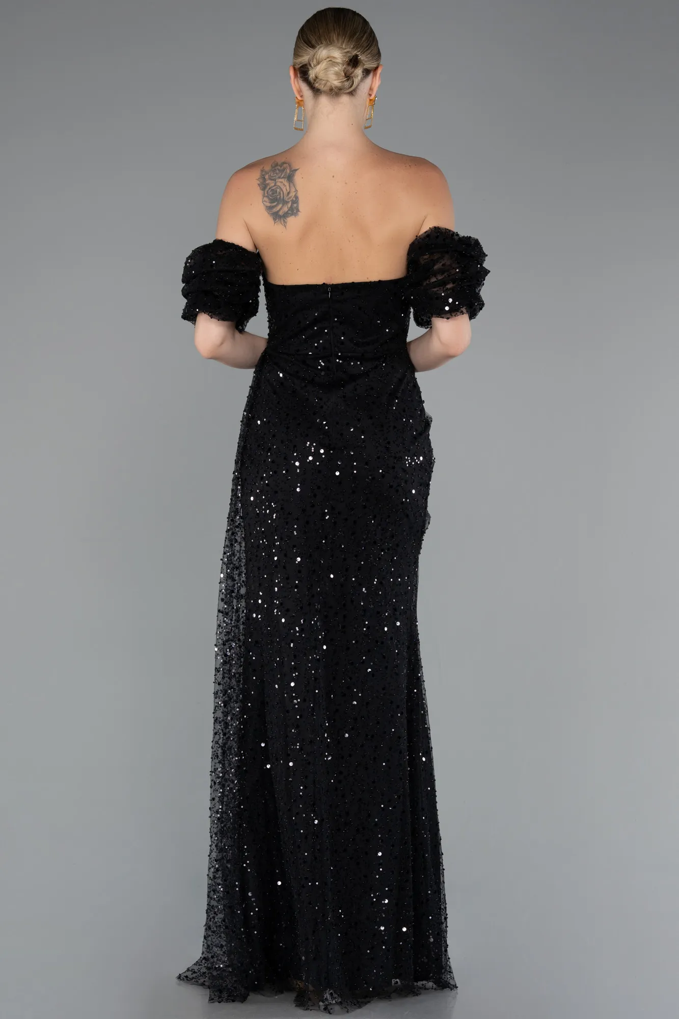 Black-Long Scaly Evening Dress ABU5075