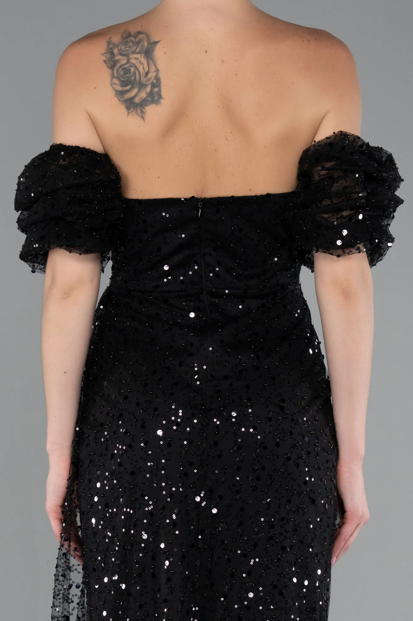 Black-Long Scaly Evening Dress ABU5075