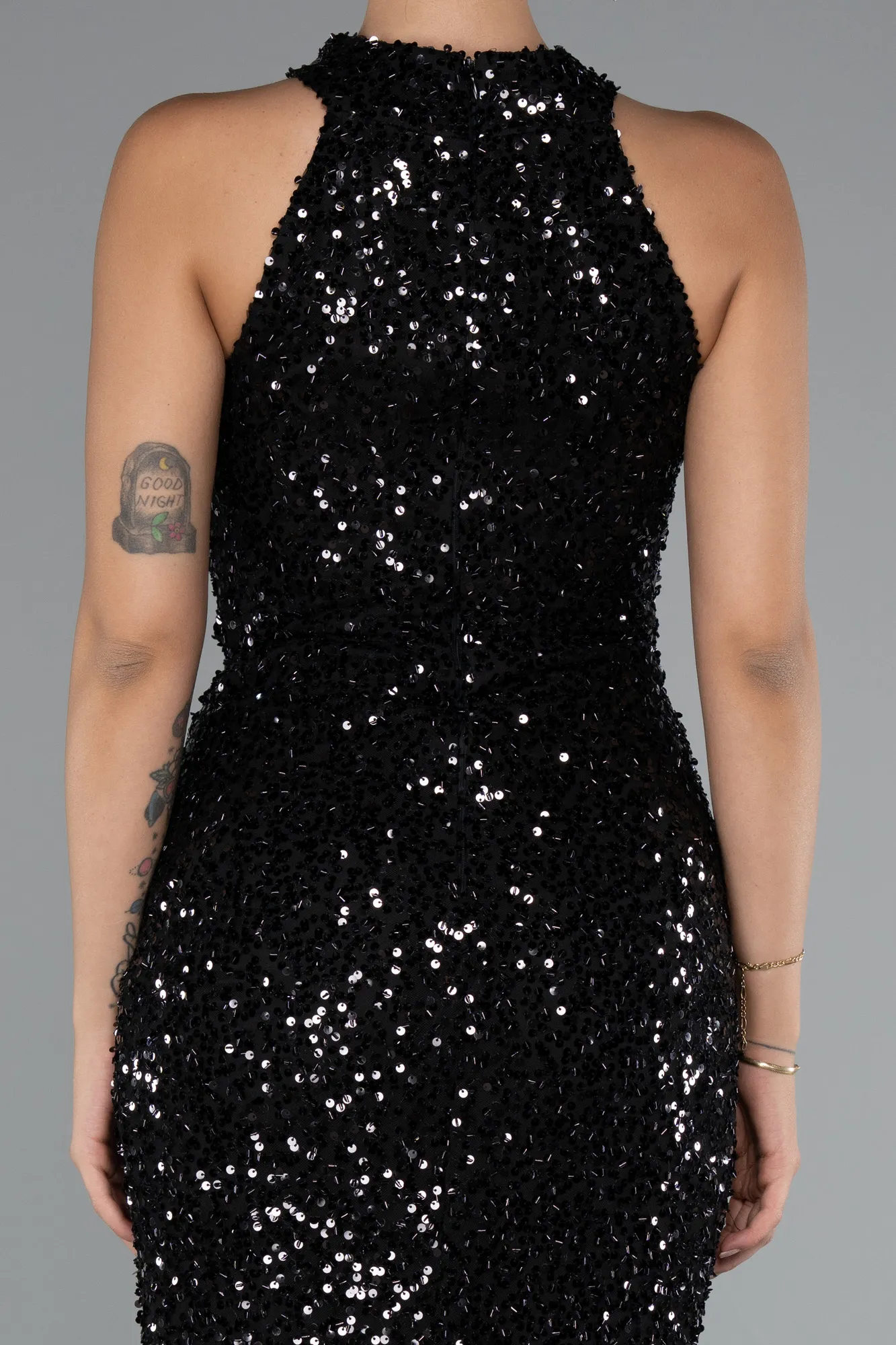 Black-Long Scaly Evening Dress ABU5135