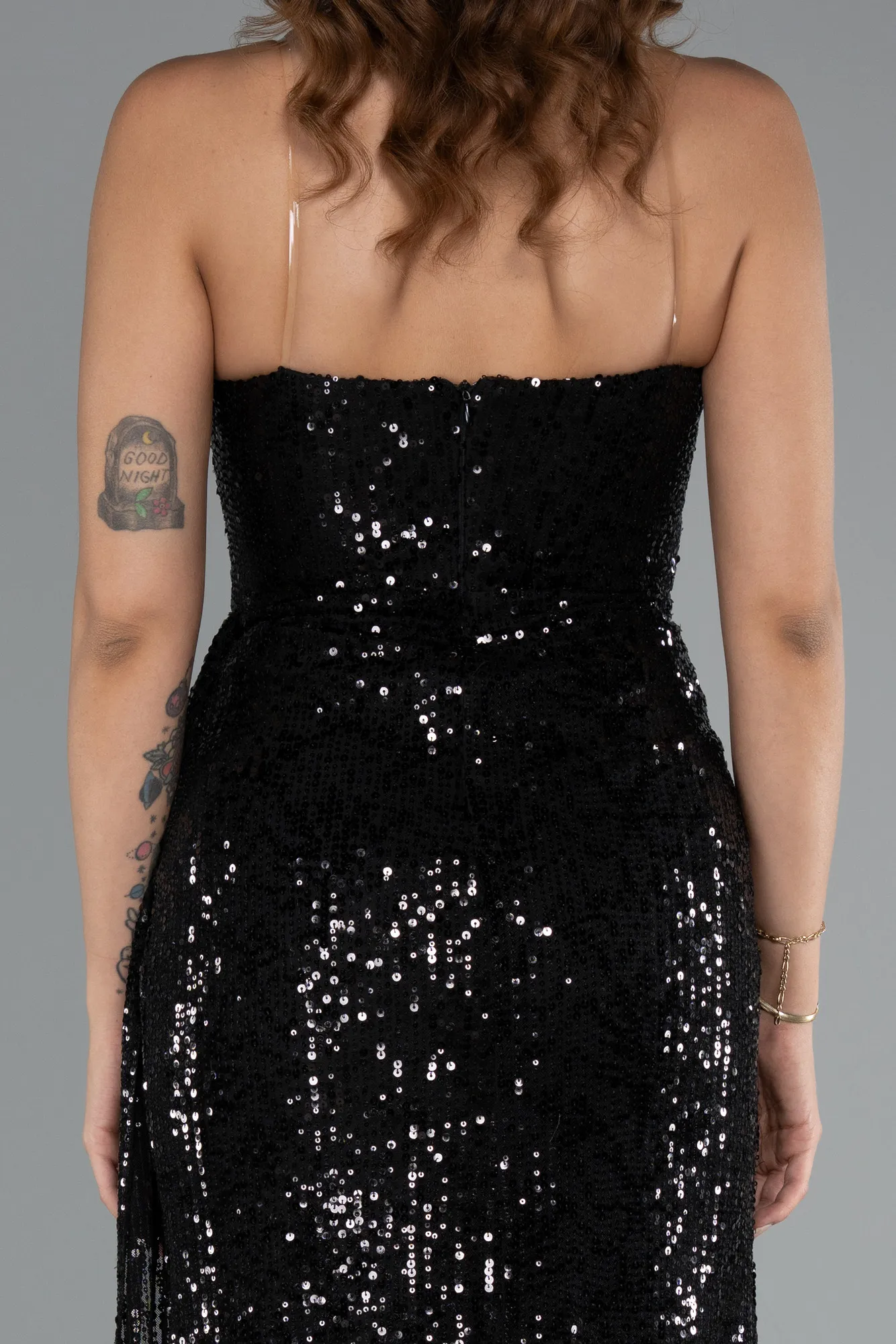 Black-Long Scaly Evening Dress ABU5167