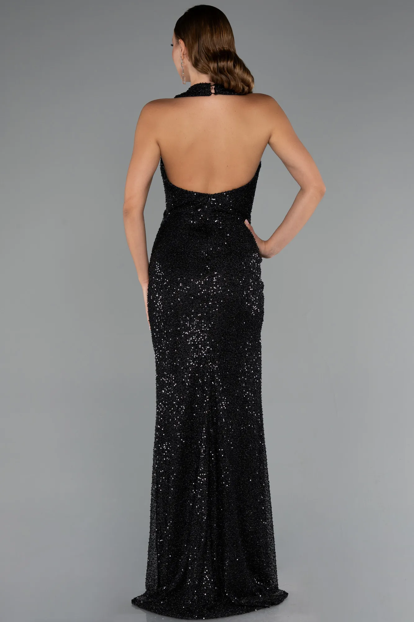 Black-Long Scaly Evening Dress ABU5209