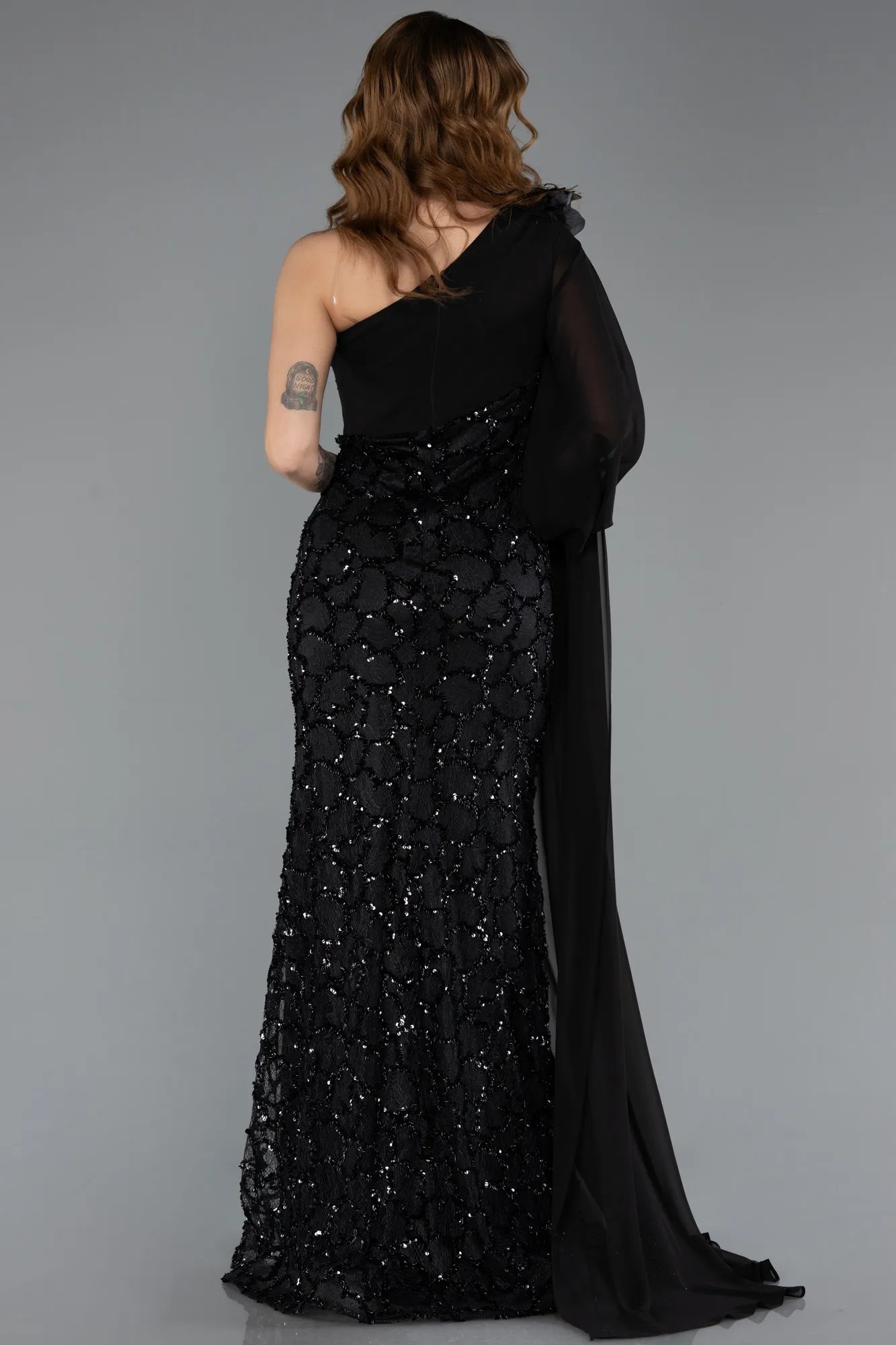 Black-Long Scaly Evening Dress ABU5517