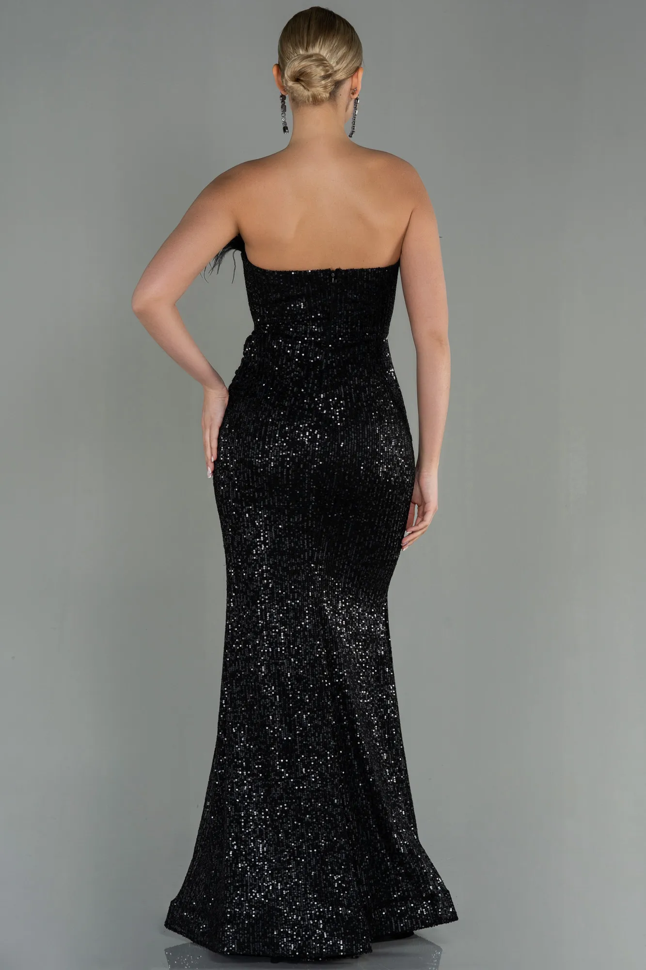 Black-Long Scaly Mermaid Evening Dress ABU3071