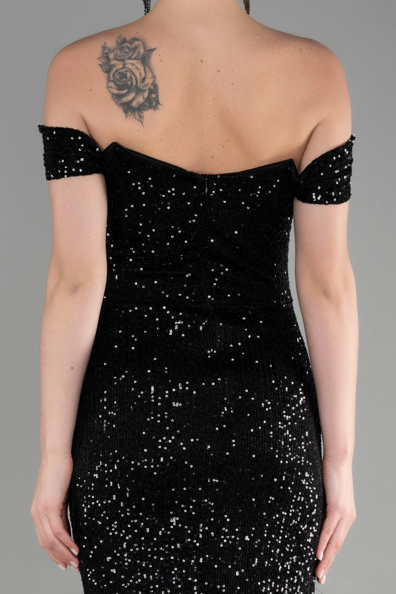 Black-Long Scaly Mermaid Evening Dress ABU3202