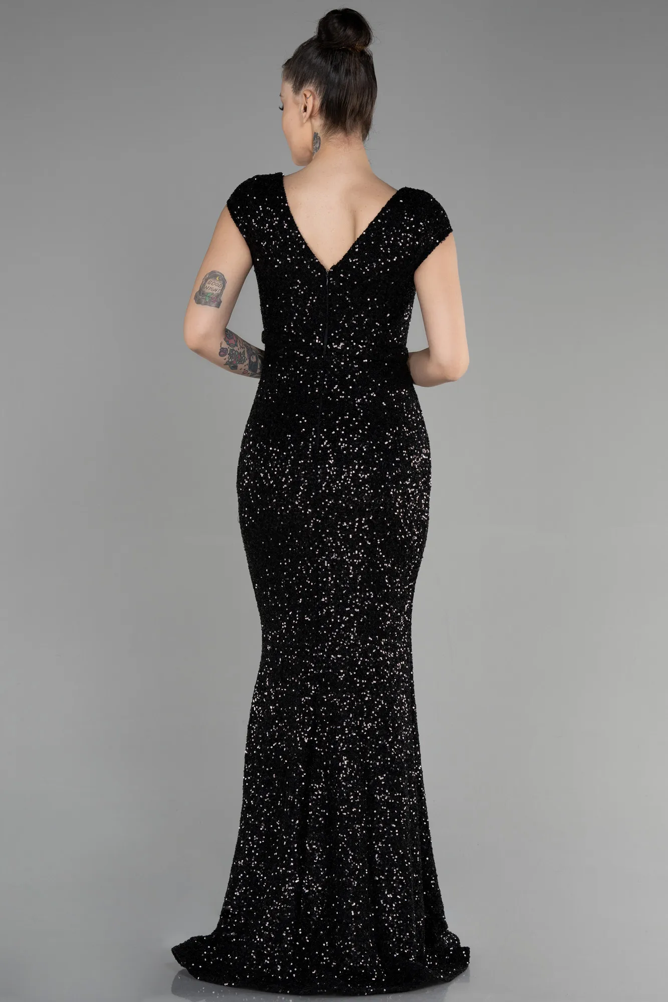 Black-Long Scaly Mermaid Evening Dress ABU3463