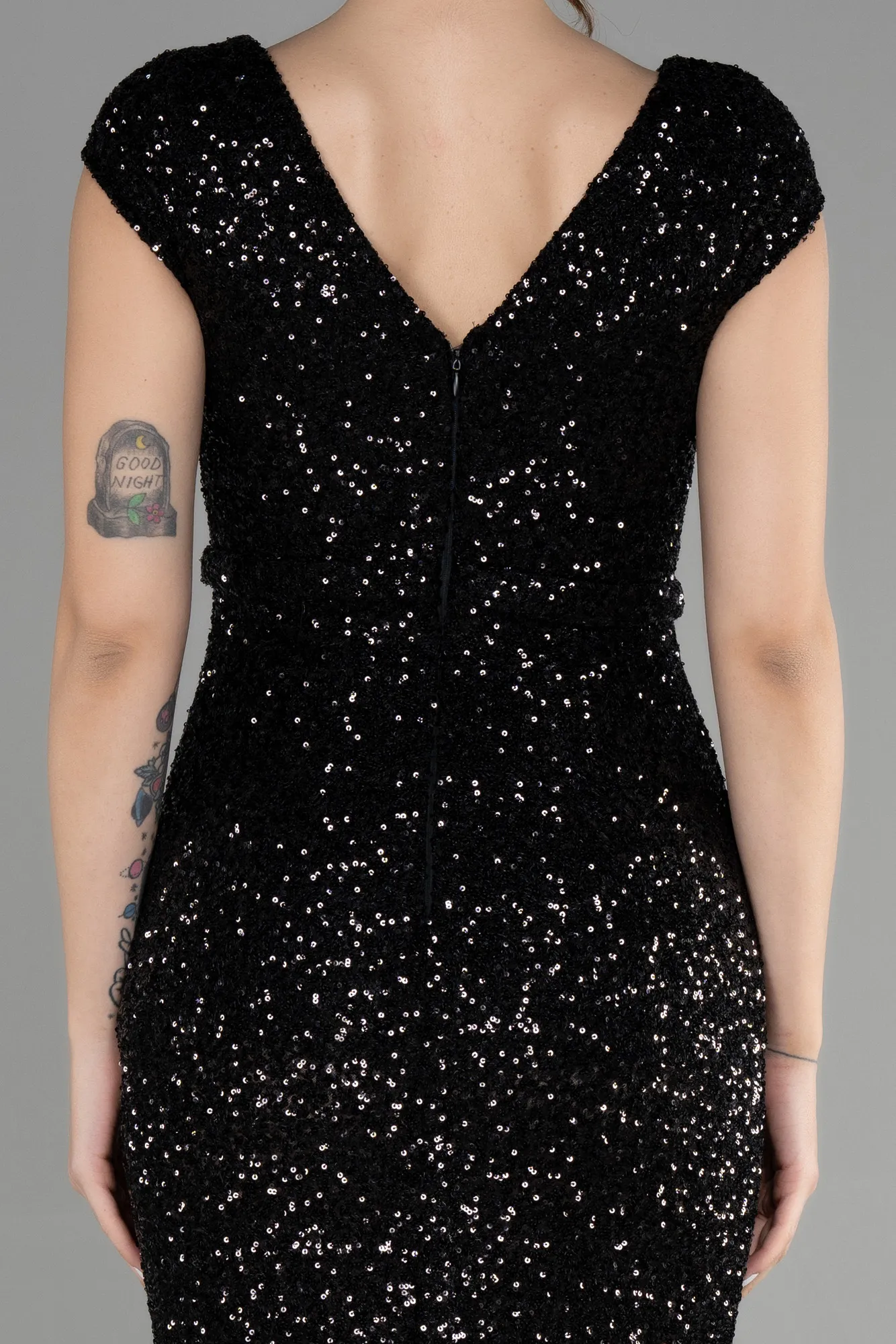 Black-Long Scaly Mermaid Evening Dress ABU3463