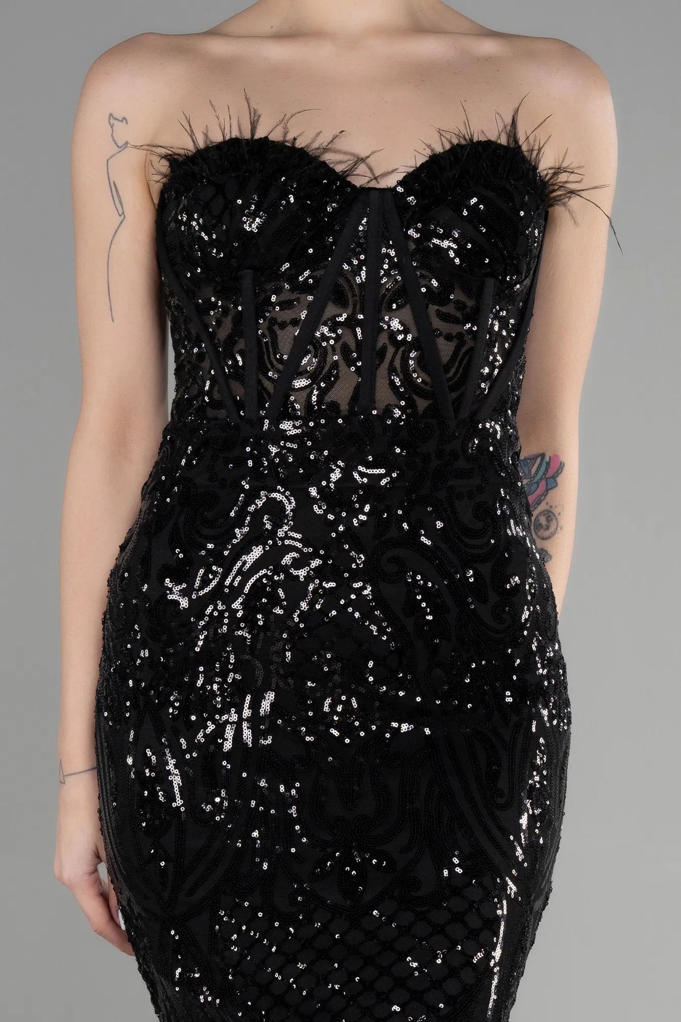 Black-Long Scaly Mermaid Prom Dress ABU3550