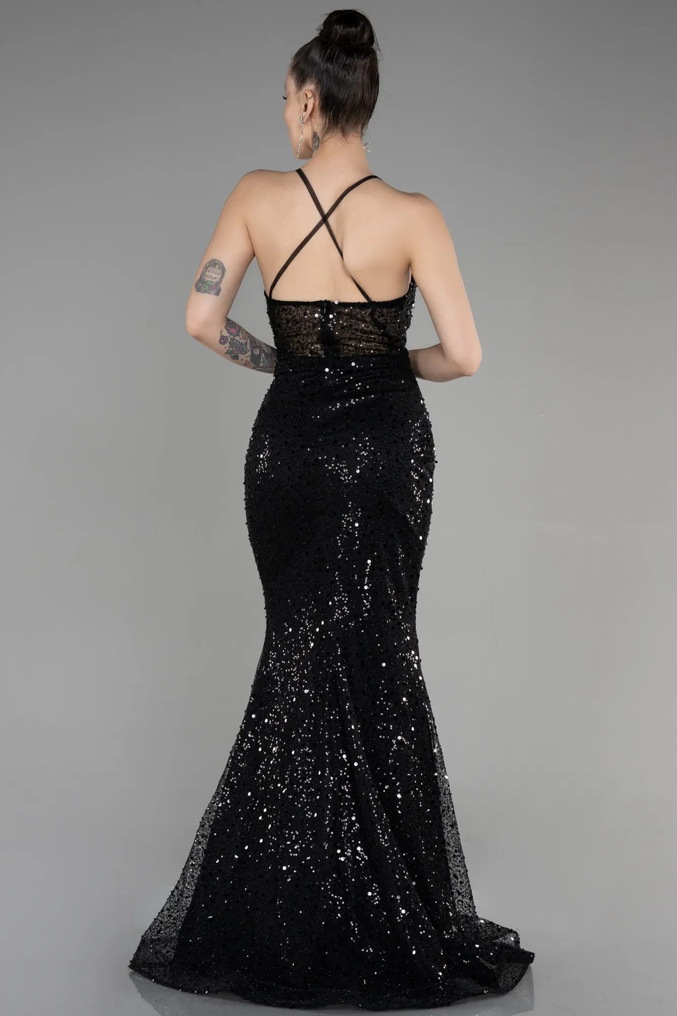 Black-Long Scaly Mermaid Prom Dress ABU3561