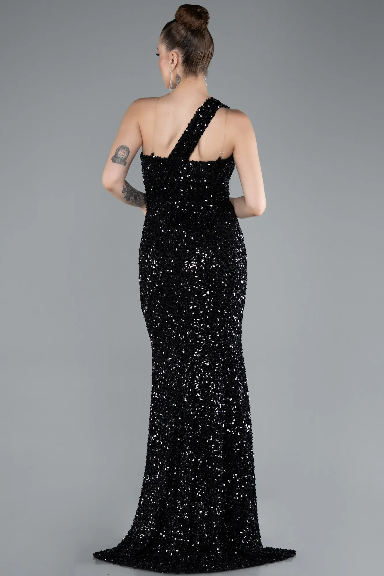 Black-Long Scaly Mermaid Prom Dress ABU4915