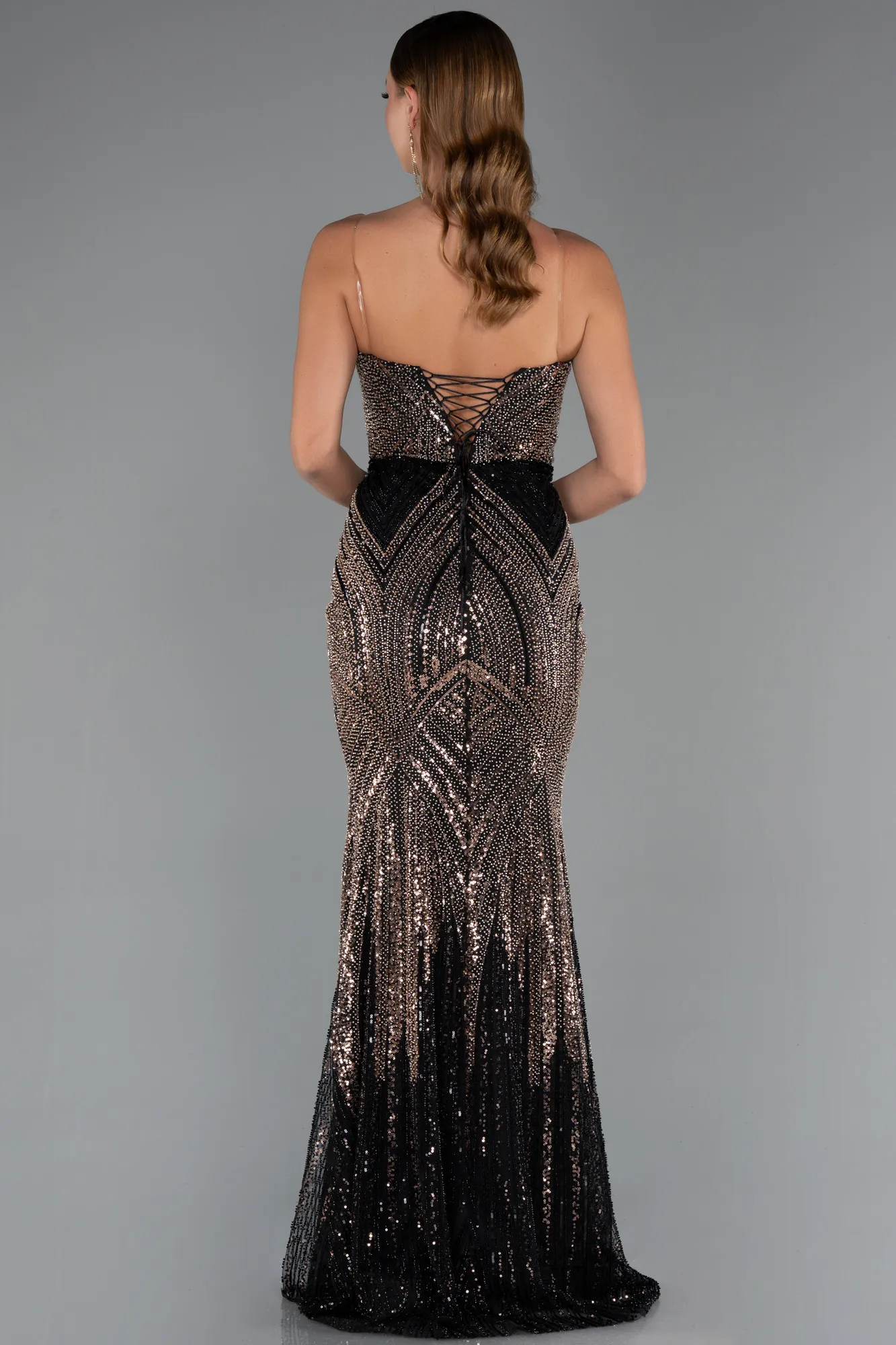 Black-Long Scaly Mermaid Prom Dress ABU5112