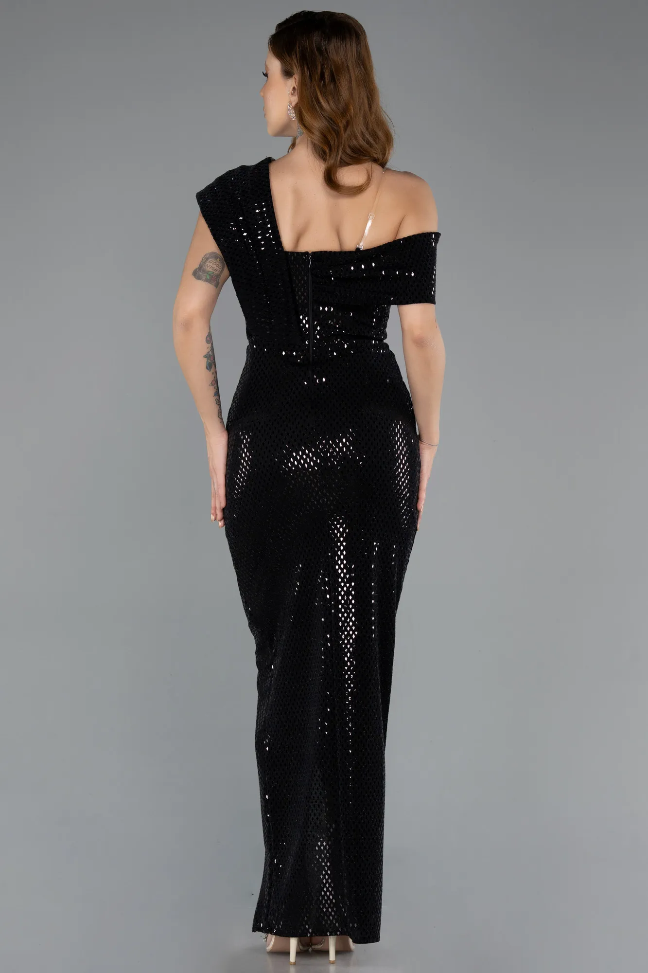 Black-Long Scaly Party Dress ABK2473