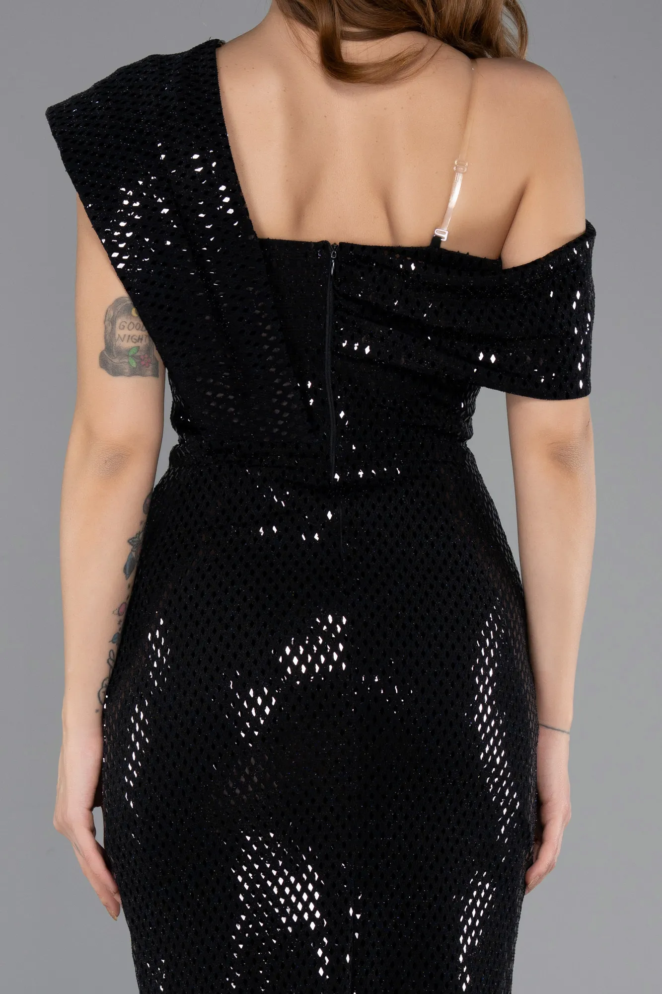 Black-Long Scaly Party Dress ABK2473