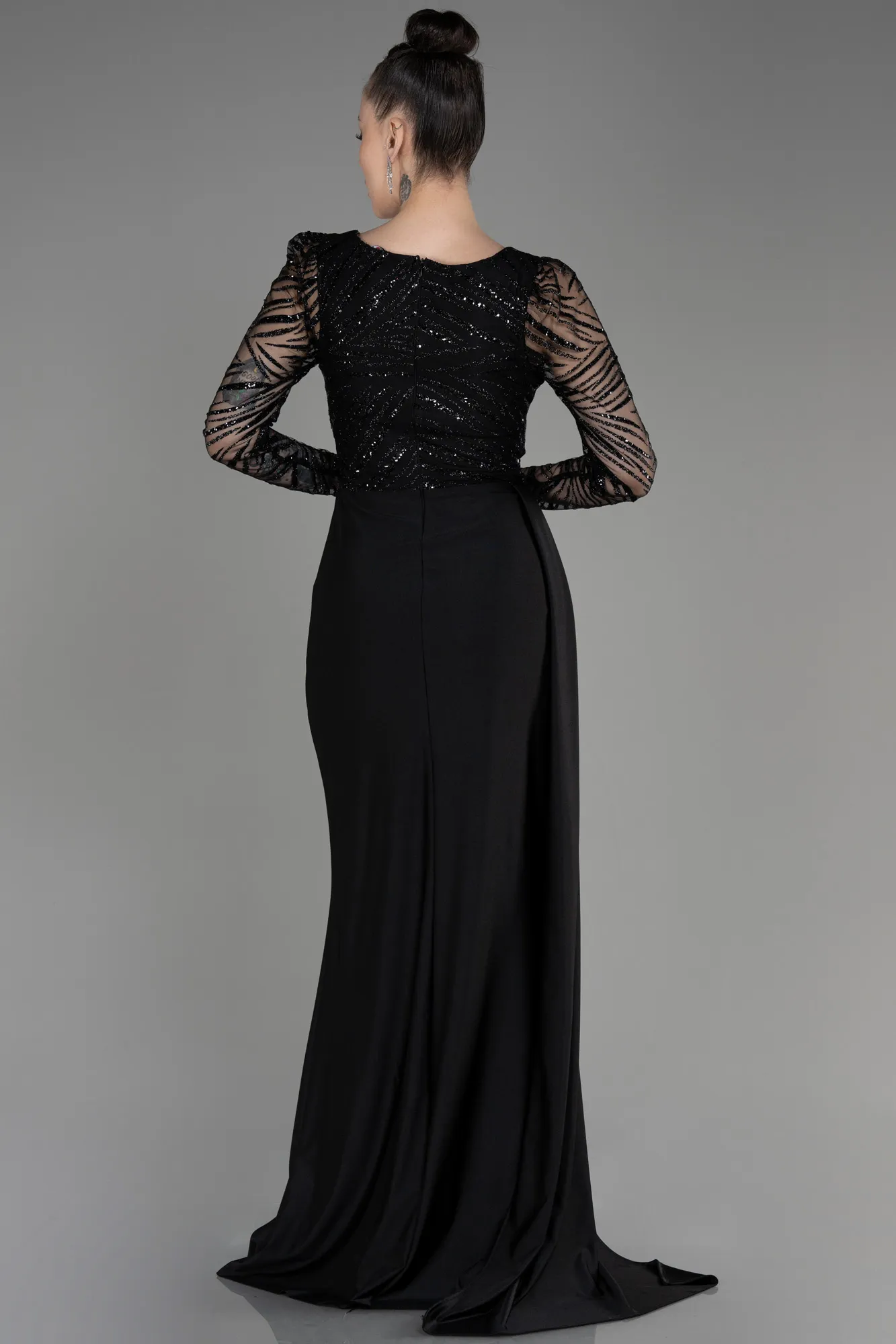 Black-Long Sleeve Evening Dress ABU3834