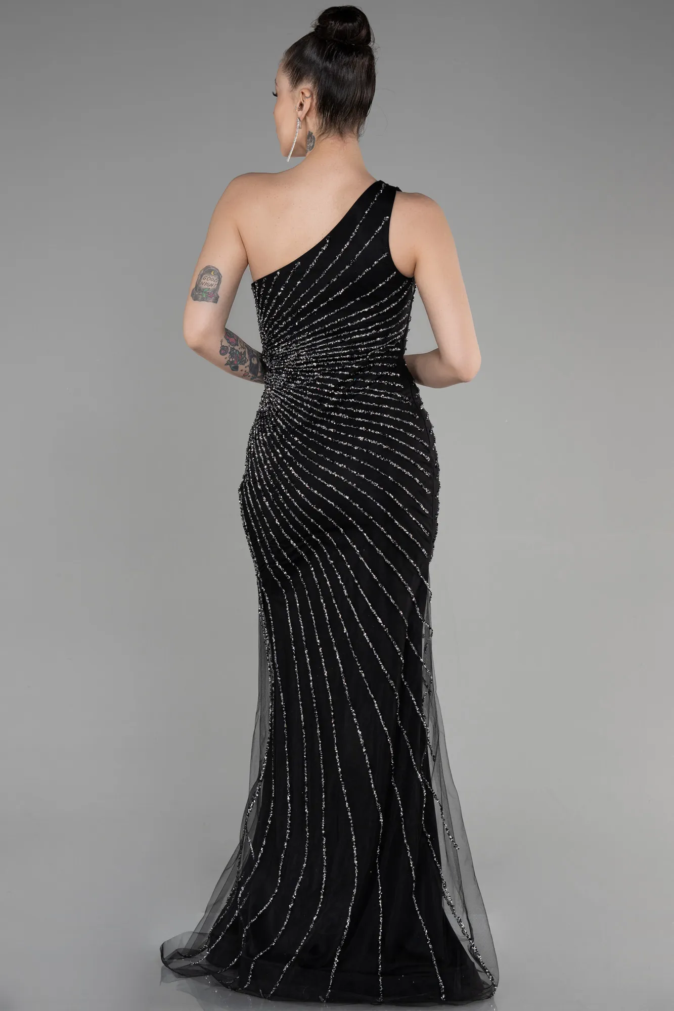 Black-Long Special Design Engagement Dress ABU3560