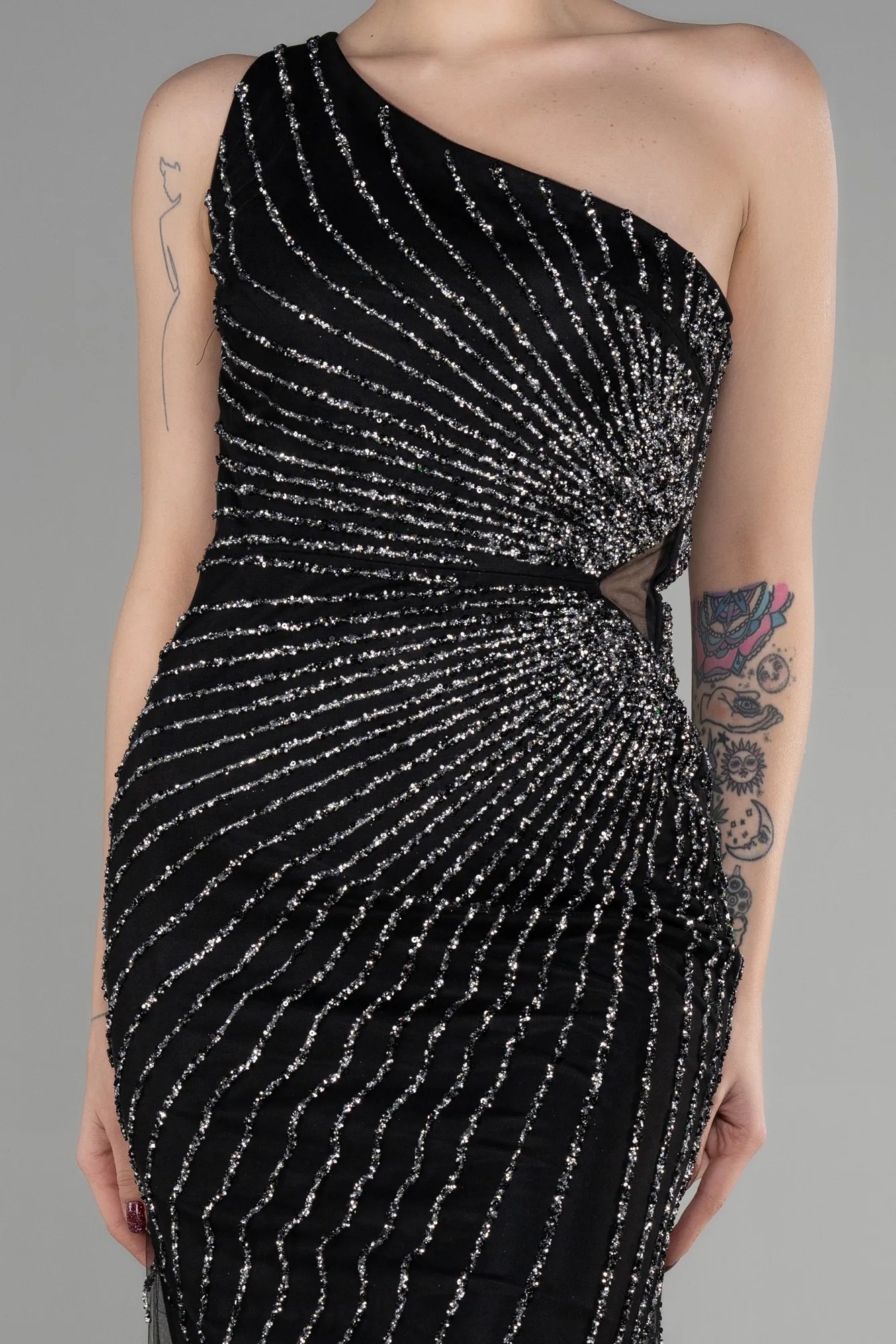 Black-Long Special Design Engagement Dress ABU3560