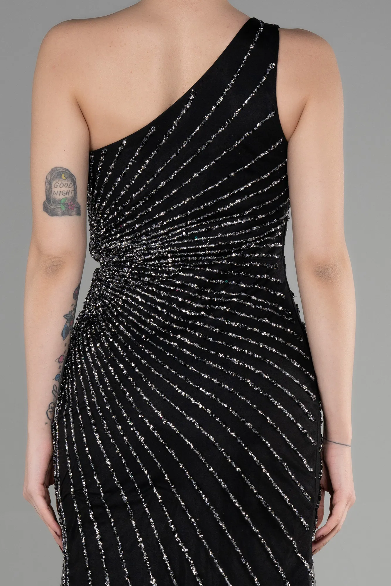 Black-Long Special Design Engagement Dress ABU3560