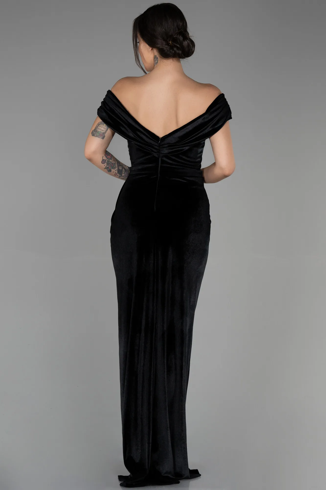 Black-Long Velvet Evening Dress ABU3330