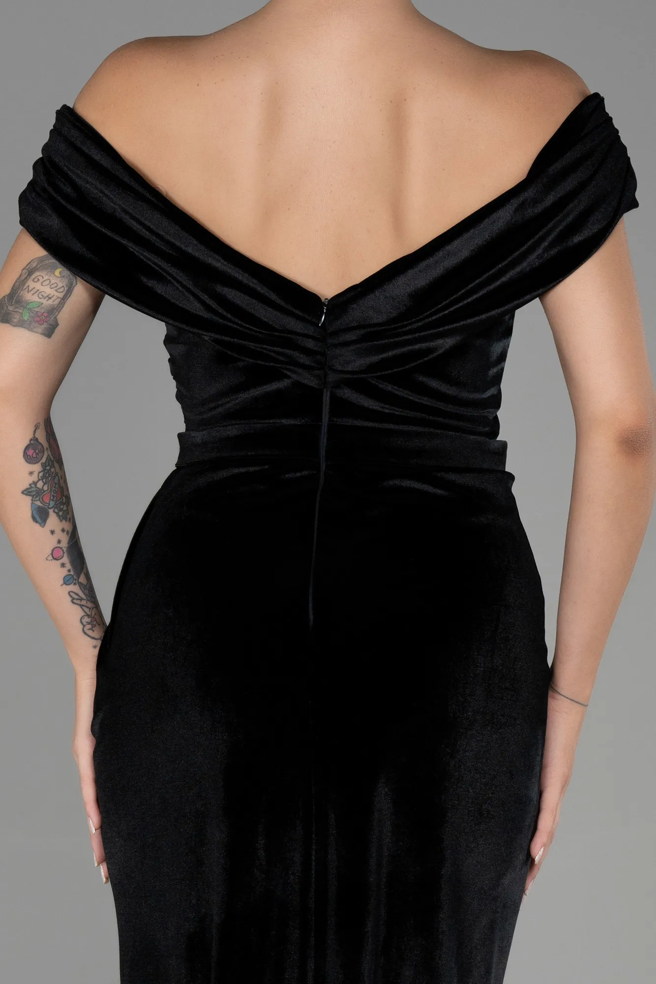 Black-Long Velvet Evening Dress ABU3330