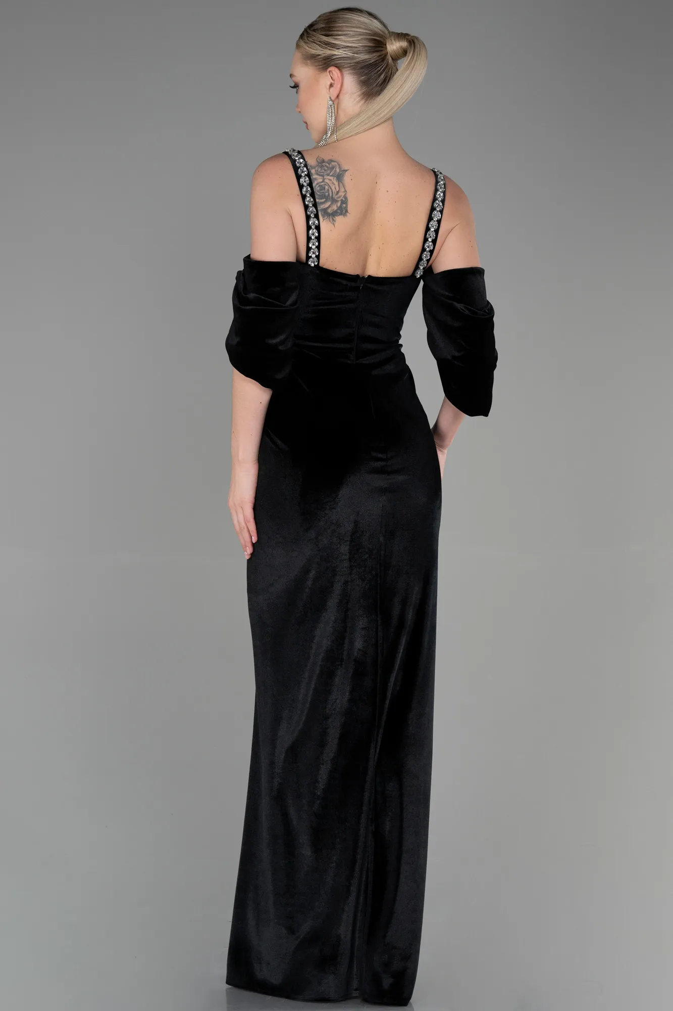 Black-Long Velvet Evening Dress ABU3335
