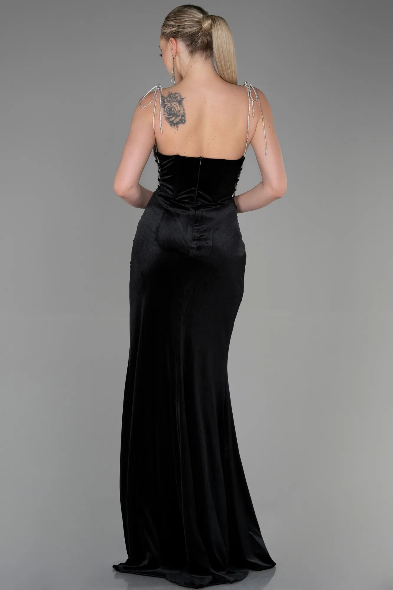 Black-Long Velvet Evening Dress ABU3337