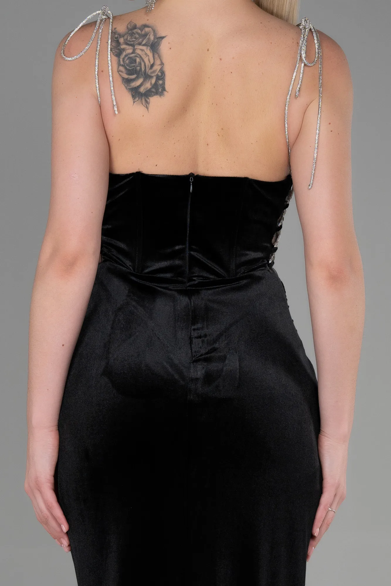 Black-Long Velvet Evening Dress ABU3337