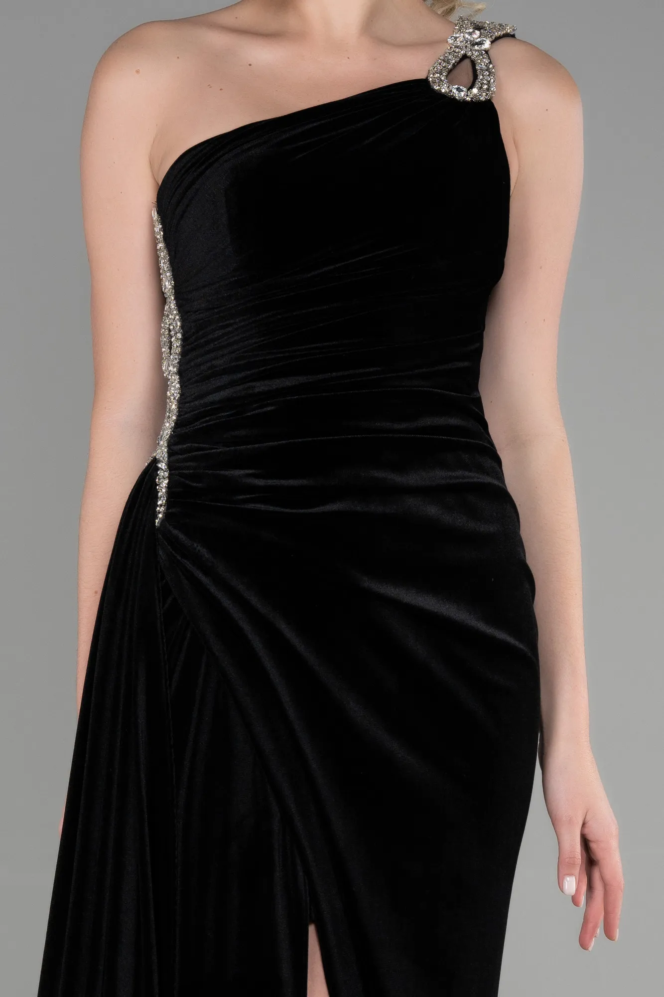 Black-Long Velvet Evening Dress ABU3365