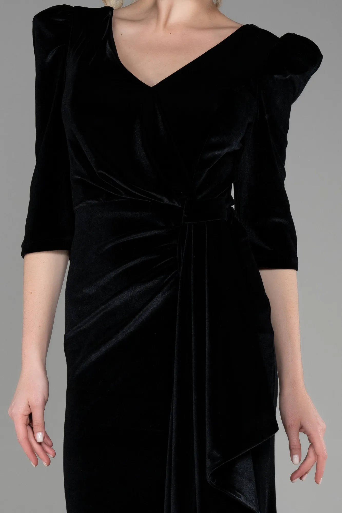 Black-Long Velvet Evening Dress ABU3386