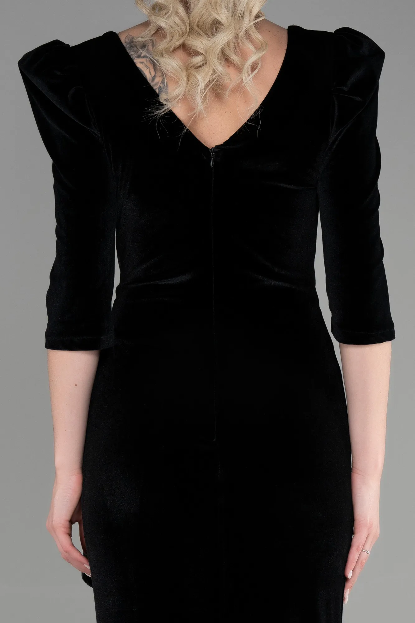 Black-Long Velvet Evening Dress ABU3386