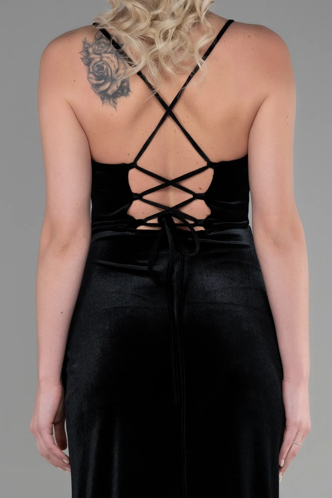 Black-Long Velvet Evening Dress ABU3395