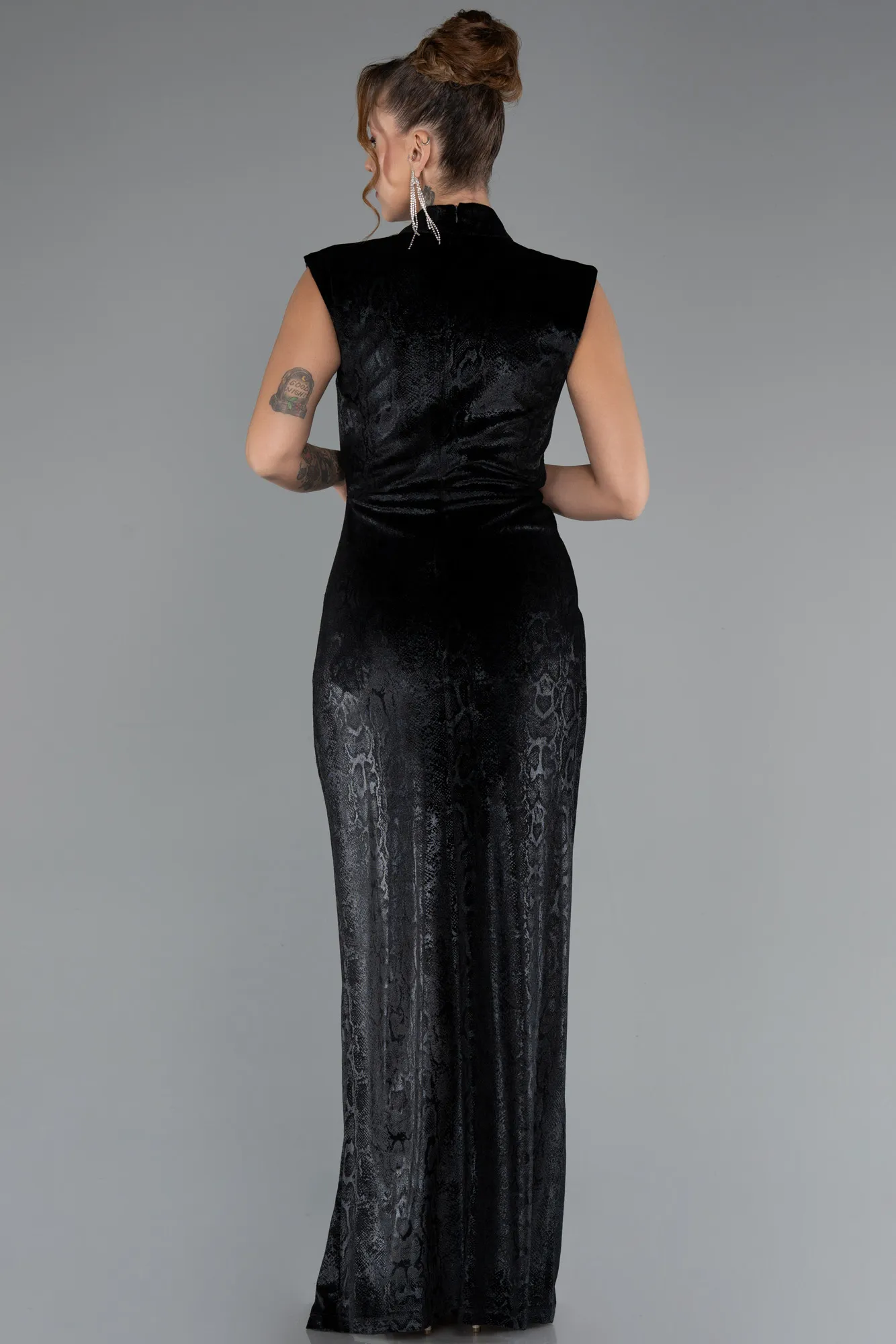 Black-Long Velvet Evening Dress ABU5373