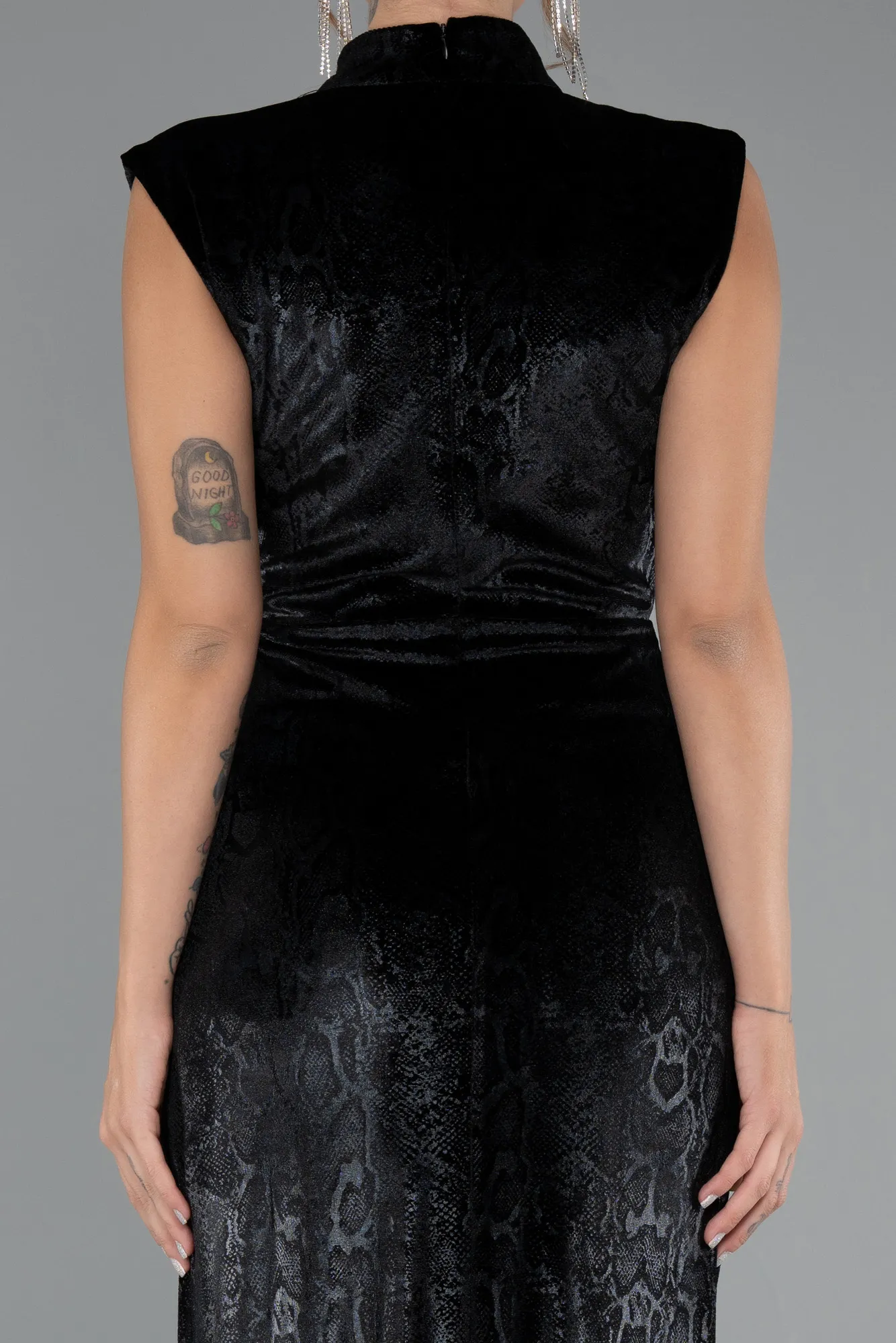 Black-Long Velvet Evening Dress ABU5373