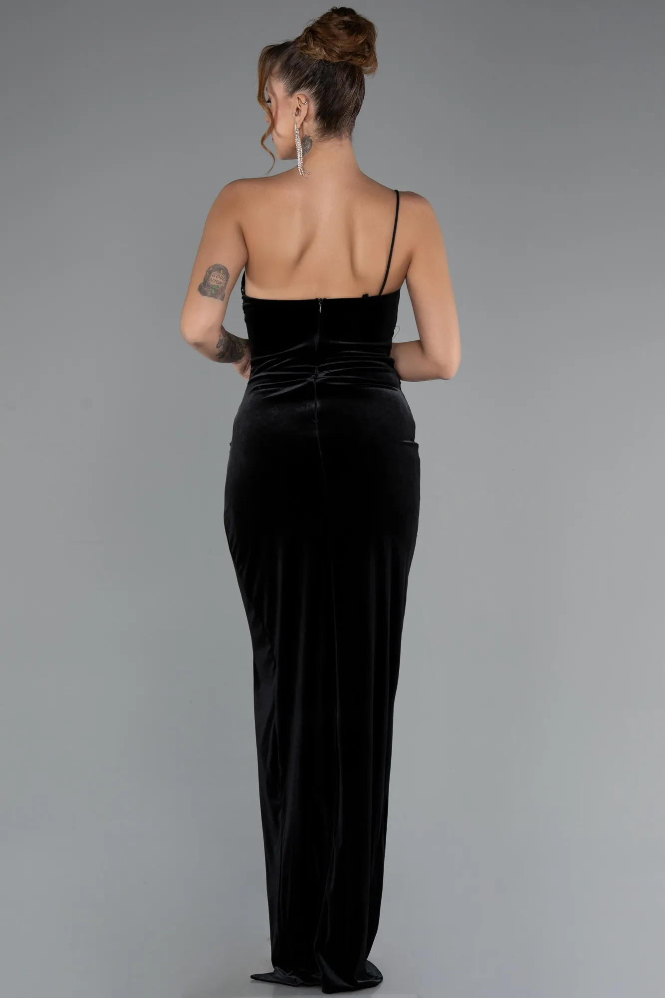 Black-Long Velvet Evening Dress ABU5374