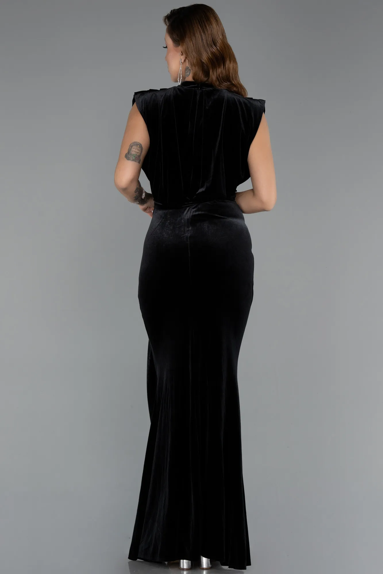 Black-Long Velvet Evening Dress ABU5402