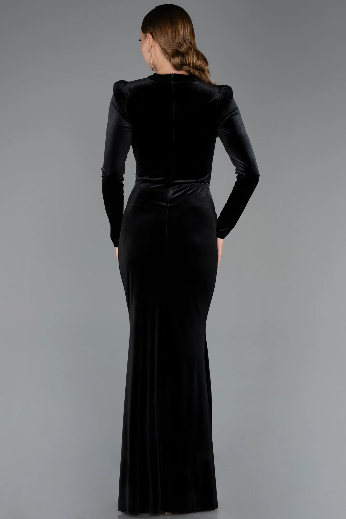 Black-Long Velvet Evening Dress ABU5474