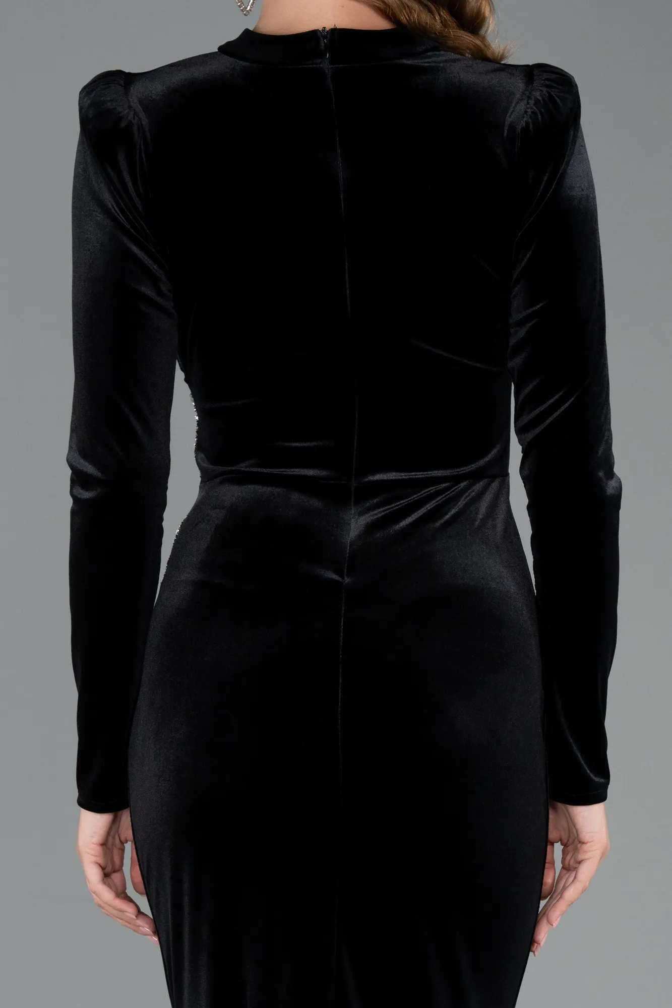 Black-Long Velvet Evening Dress ABU5474