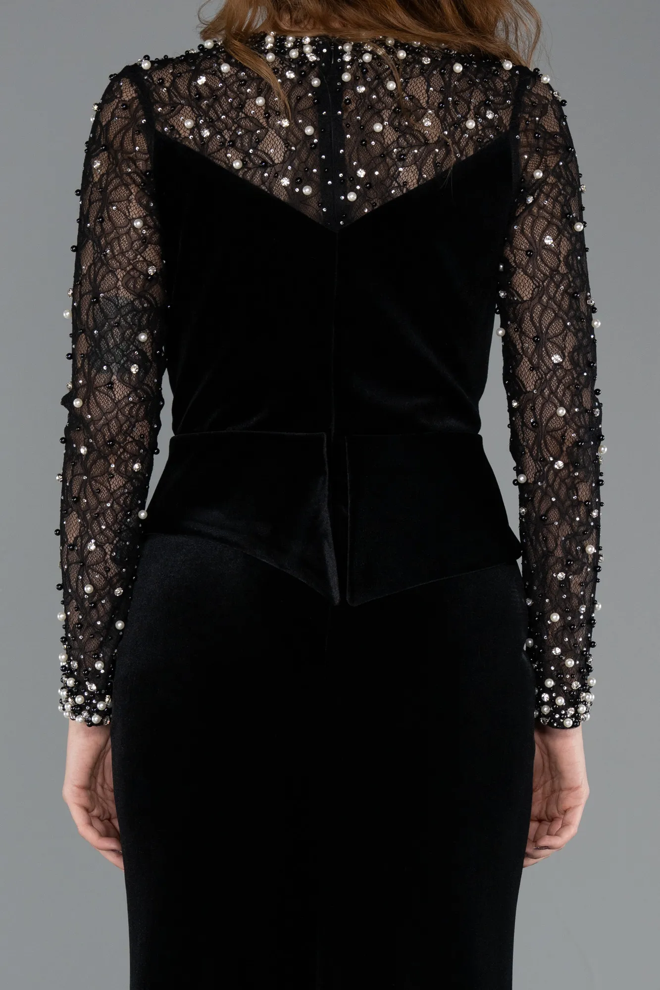 Black-Long Velvet Evening Dress ABU5512