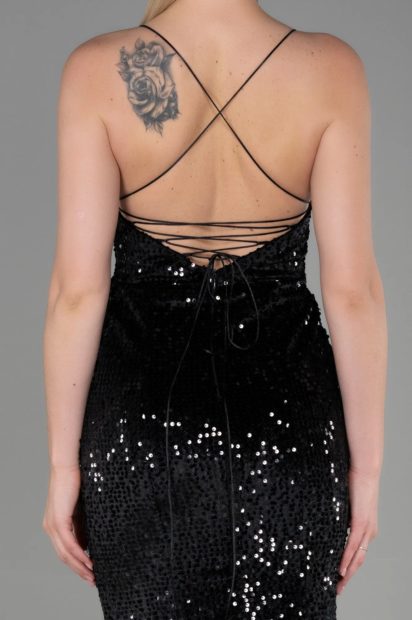 Black-Long Velvet Mermaid Evening Dress ABU2787