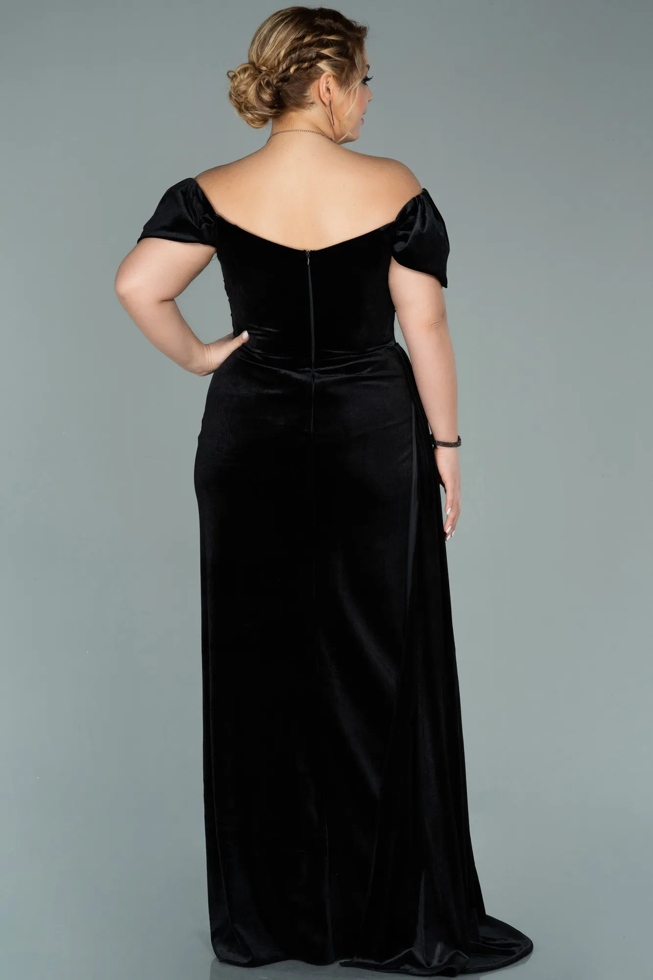 Black-Long Velvet Oversized Evening Dress ABU1991
