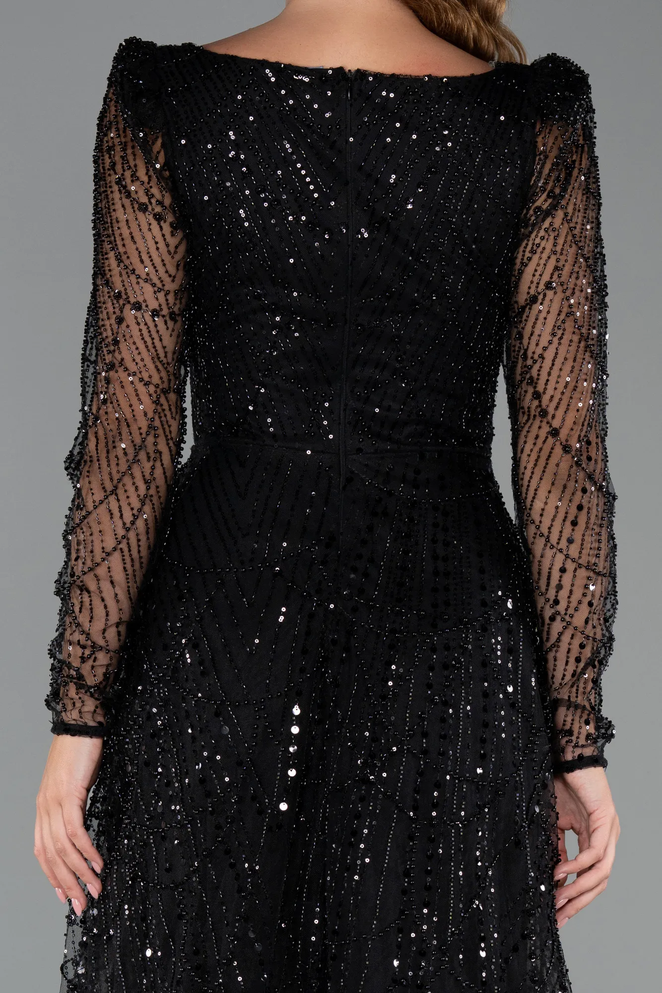 Black-Midi Beaded Cocktail Dress ABK2469