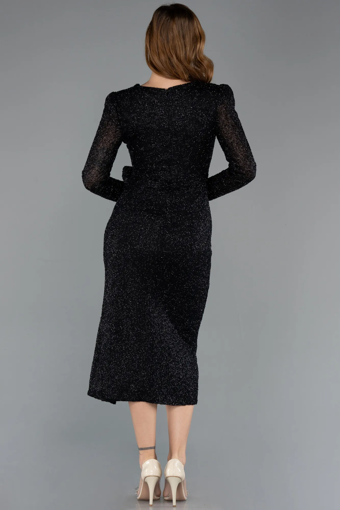 Black-Midi Beaded Party Dress ABK2466