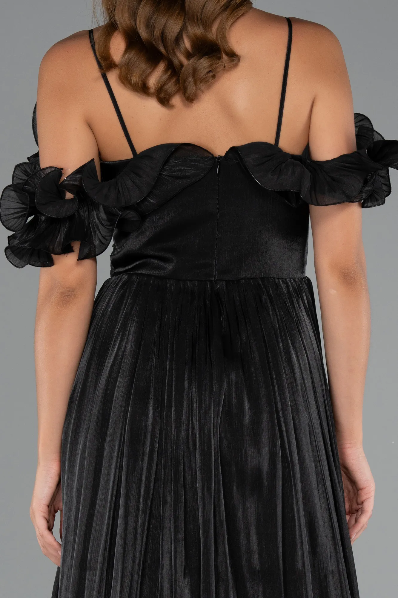 Black-Midi Chiffon Cocktail Dress ABK2425