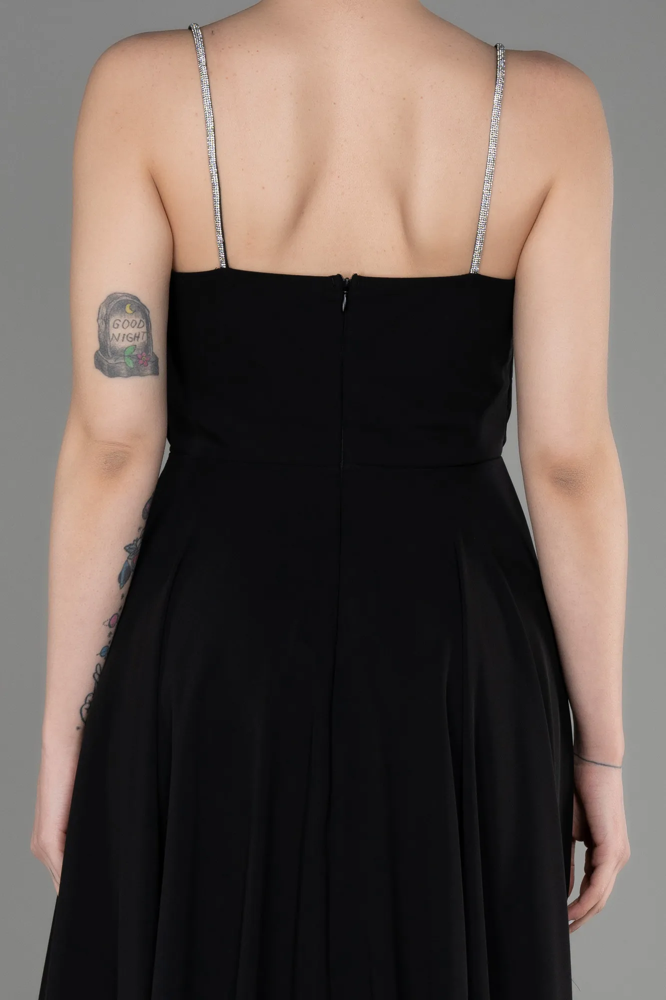 Black-Midi Chiffon Evening Dress ABK1986