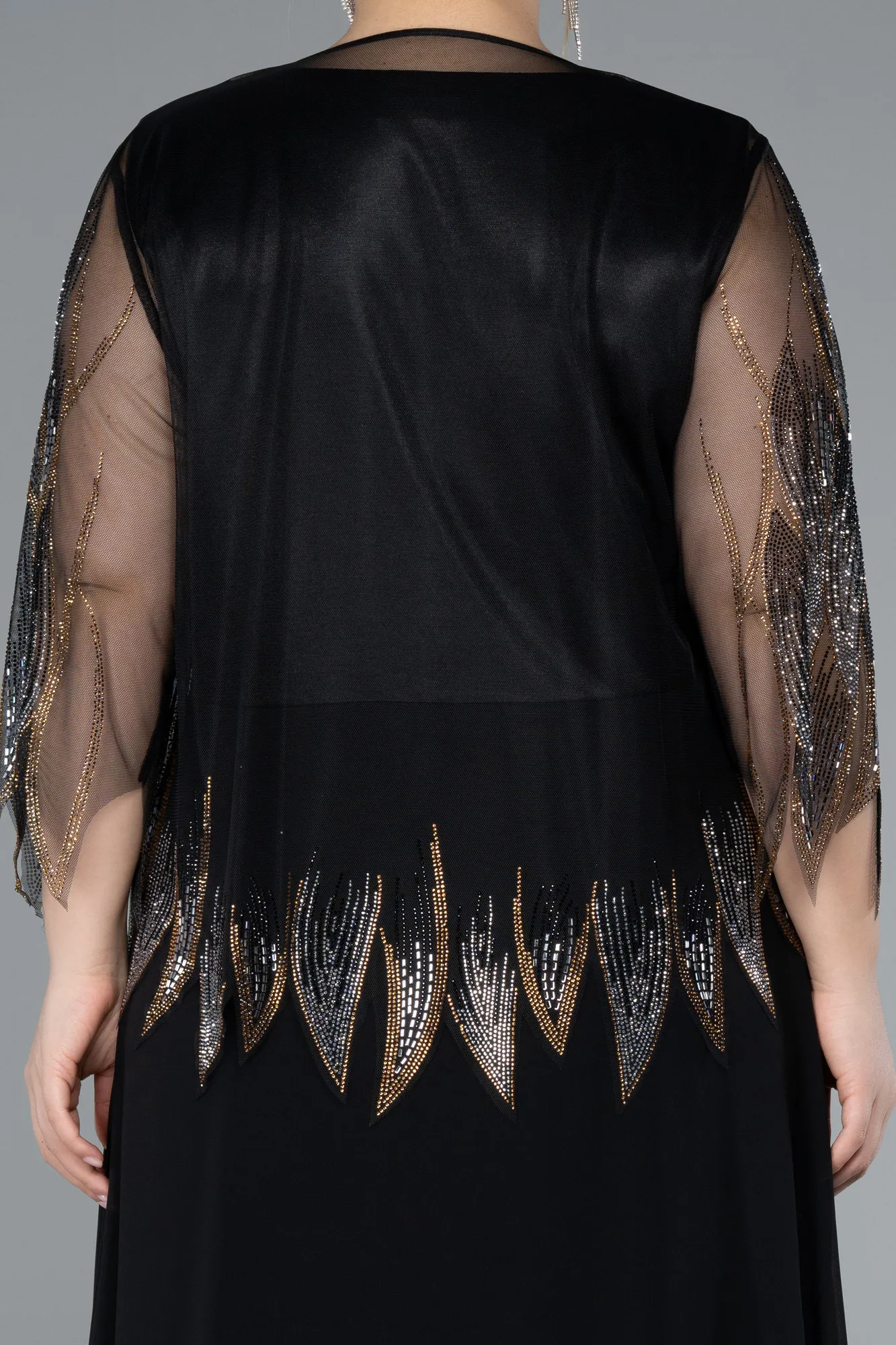 Black-Midi Chiffon Formal Plus Size Dress ABK2243