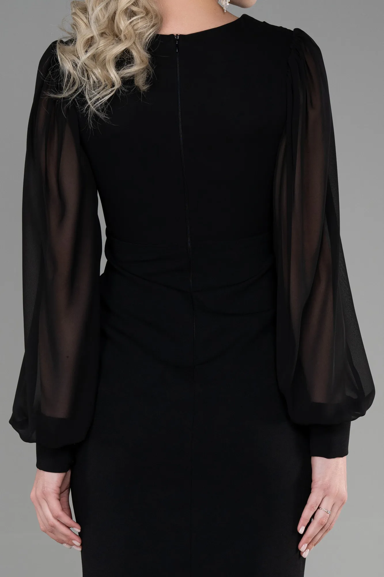 Black-Midi Chiffon Night Dress ABK1884